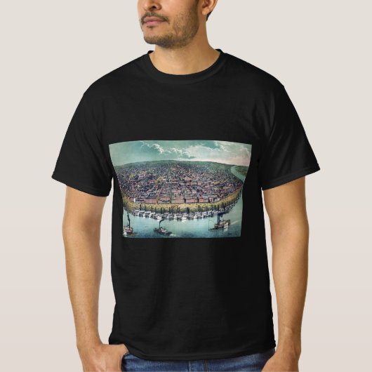 アンティーク地図 セントルイス ミズーリ州 ミシシッピ川 Tシャツ (正面)