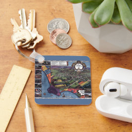 アンティーク地図、ロサンゼルス・カリフォルニアの航空都市 キーホルダー