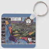 アンティーク地図、ロサンゼルス・カリフォルニアの航空都市 キーホルダー (裏面)