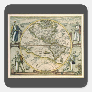アンティーク地図 1596年 アメリカ・シヴェ・ノウス・オルビス スクエアシール