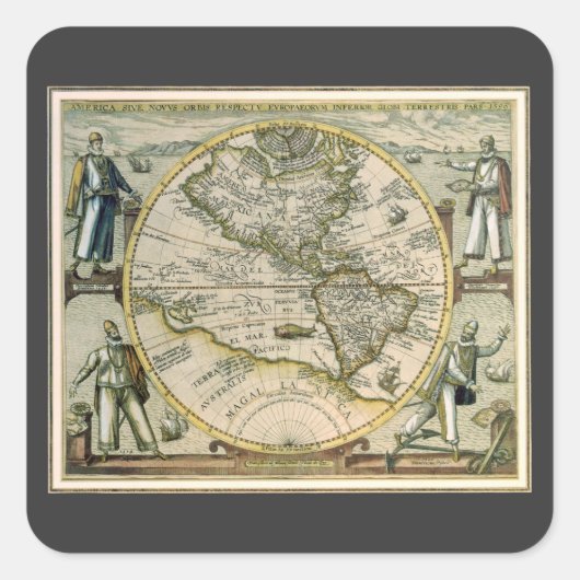 アンティーク地図 1596年 アメリカ・シヴェ・ノウス・オルビス スクエアシール (正面)
