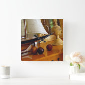 アンティーク型帆船によるテーブルの上のボール スクエア壁時計 (ホーム)