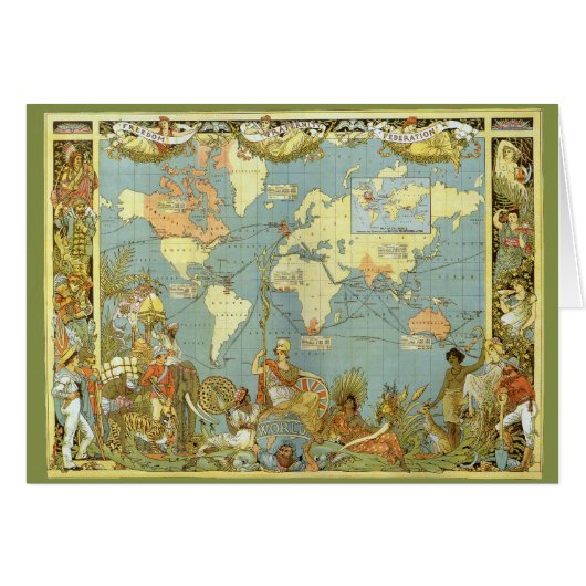 アンティーク大英帝国の世界地図, 1886 (正面横)