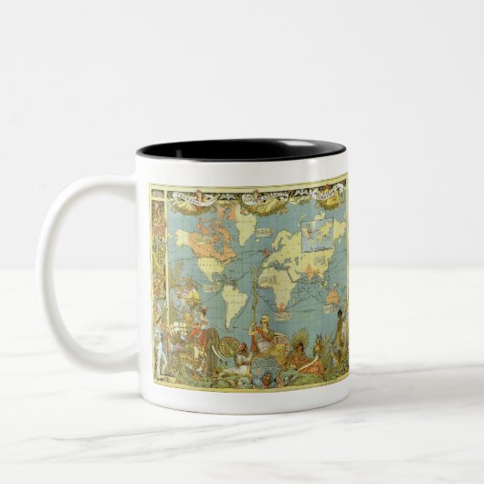 アンティーク大英帝国の世界地図， 1886 コーヒーマグカップ (左)