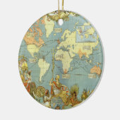 アンティーク大英帝国の世界地図， 1886 セラミックオーナメント (左)