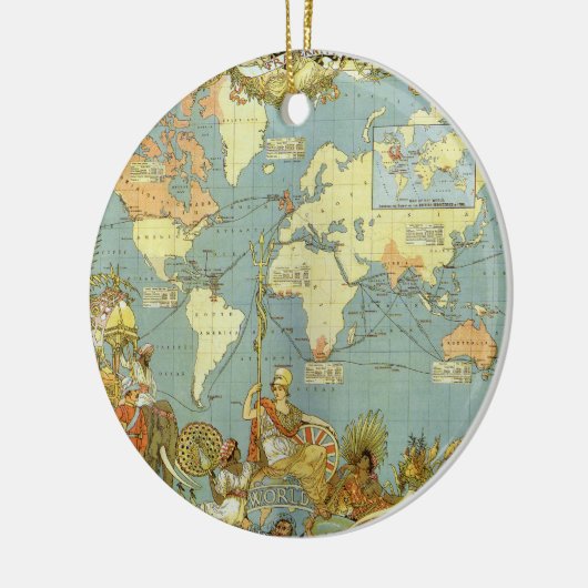 アンティーク大英帝国の世界地図, 1886 セラミックオーナメント (左)