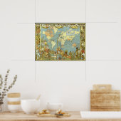 アンティーク大英帝国の世界地図， 1886 ポスター (キッチン)