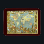 アンティーク大英帝国の世界地図, 1886 マグネット<br><div class="desc">ヴィンテージイラストレーションアンティークの世界地図は、1886年にイギリス帝国の帝国の領土の伝統的地図の色でマークされた。トップのバナーの読文字自由、男子学生の社交クラブ、連合とマップは、地球の多様性を表す人や動物に囲ま国際的れている。アーティスト:ウォルター・クレーン。イギリス帝国は、王国が支配または支配した領土、植民地、保護領、統治領およびその他の領統一された域を含んだ。16世紀後半から17世紀初頭にイギリスが樹立した海外植民地や交易所を起源とし、その最盛期は史上最大の帝国であった。</div>