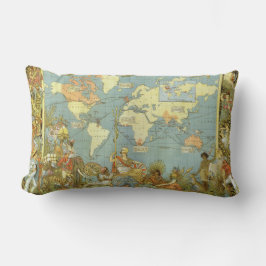 アンティーク大英帝国の世界地図， 1886 ランバークッション