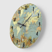 アンティーク大英帝国の世界地図, 1886 ラージ壁時計 (傾斜)