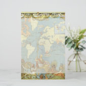 アンティーク大英帝国の世界地図， 1886 便箋 (スタンド正面)