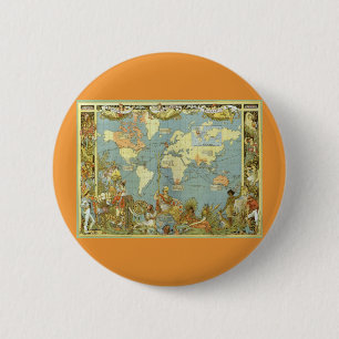 アンティーク大英帝国の世界地図， 1886 缶バッジ