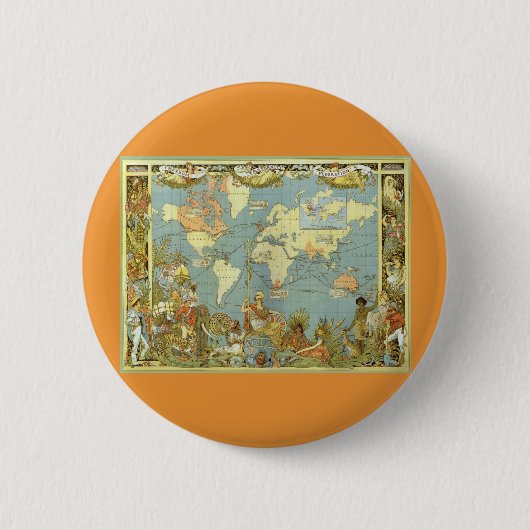 アンティーク大英帝国の世界地図, 1886 缶バッジ (正面)