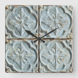 アンティーク天井タイル壁時計 スクエア壁時計