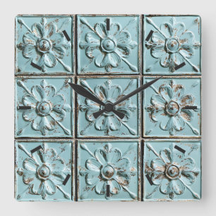 アンティーク天井タイル壁時計 スクエア壁時計