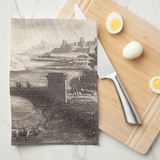 アンティーク天文学の空と太陽のby Alain Mallet キッチンタオル (四つ折り)