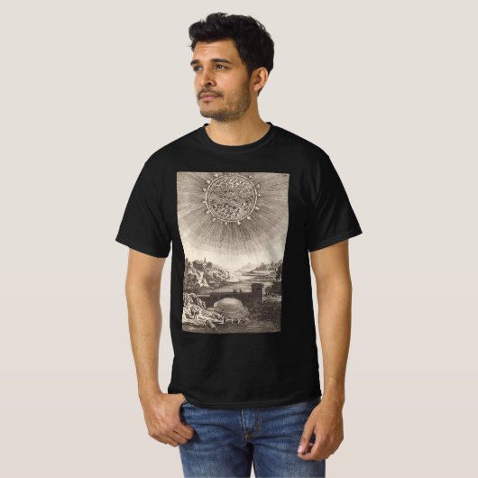 アンティーク天文学の空と太陽のby Alain Mallet Tシャツ (正面フル)