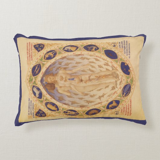 アンティーク天〔占星術の〕十二宮図図、ヴィンテージ天文学 アクセントクッション (正面)