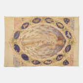 アンティーク天〔占星術の〕十二宮図図、ヴィンテージ天文学 キッチンタオル (横)