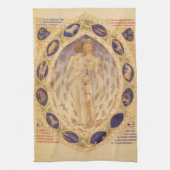 アンティーク天〔占星術の〕十二宮図図、ヴィンテージ天文学 キッチンタオル (縦)