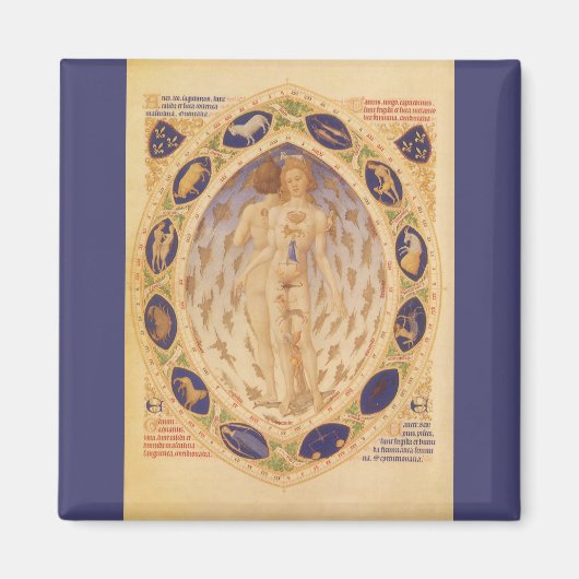 アンティーク天〔占星術の〕十二宮図図、ヴィンテージ天文学 マグネット (正面)