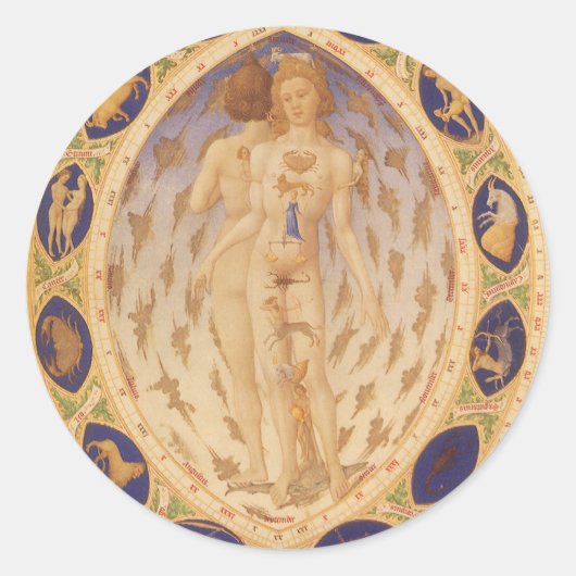アンティーク天〔占星術の〕十二宮図図、ヴィンテージ天文学 ラウンドシール (正面)