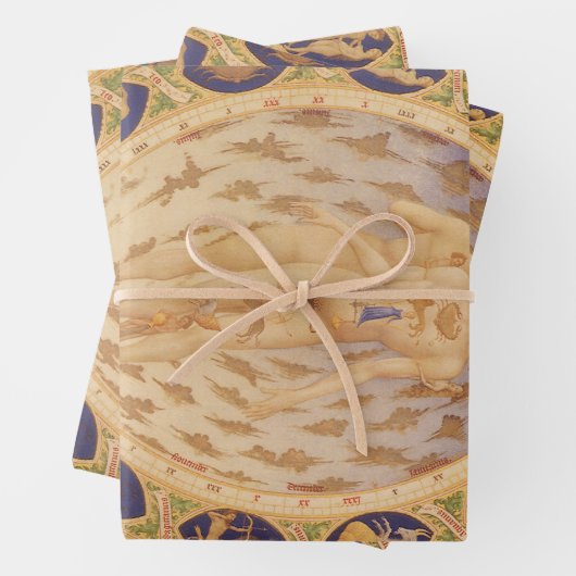 アンティーク天〔占星術の〕十二宮図図、ヴィンテージ天文学 ラッピングペーパーシート (インサイチュ)