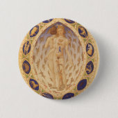 アンティーク天〔占星術の〕十二宮図図、ヴィンテージ天文学 缶バッジ (正面)