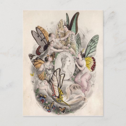 アンティーク妖精妖精の国ニンフプリント ポストカード (正面)