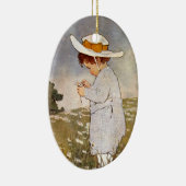 アンティーク子ピッキングデイジー花 セラミックオーナメント (右)