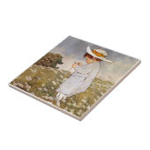 アンティーク子ピッキングデイジー花 タイル (側面)