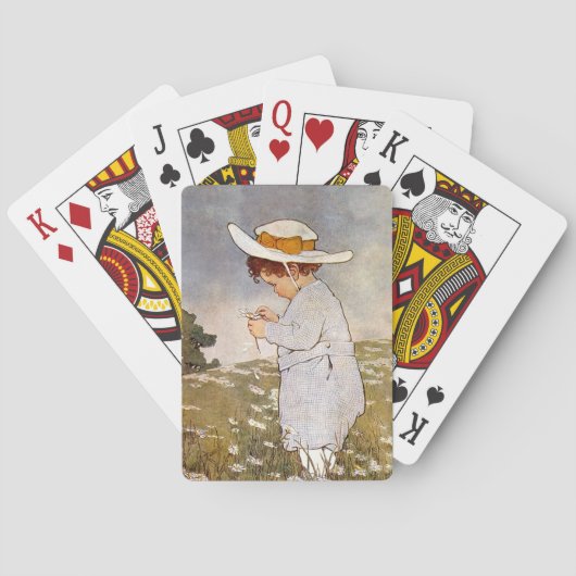 アンティーク子ピッキングデイジー花 トランプ (裏面)