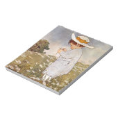 アンティーク子ピッキングデイジー花 ノートパッド (回転)