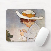 アンティーク子ピッキングデイジー花 マウスパッド (マウス)