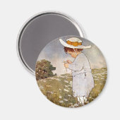 アンティーク子ピッキングデイジー花 マグネット (正面/裏面)