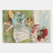 アンティーク子ピッキングデイジー花 ラッピングペーパーシート (正面2)