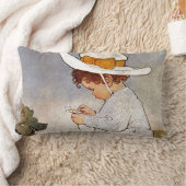 アンティーク子ピッキングデイジー花 ランバークッション (ブランケット)