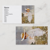 アンティーク子ピッキングデイジー花 名刺 (正面/裏面)