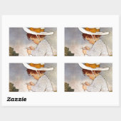 アンティーク子ピッキングデイジー花 長方形シール (シート)