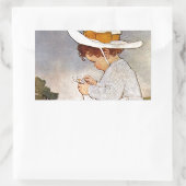 アンティーク子ピッキングデイジー花 長方形シール (バッグ)