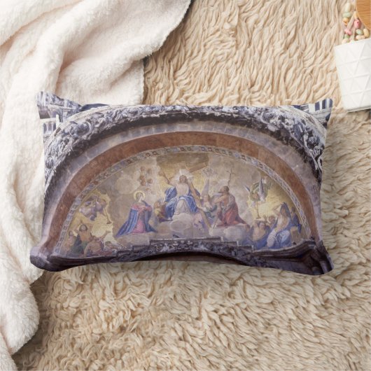 アンティーク宗教壁画ゴシック教会バイブル ランバークッション (ブランケット)