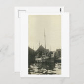 アンティーク実在写真ノルウェーのボートの乗組員はがき ポストカード (正面/裏面)