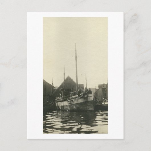 アンティーク実在写真ノルウェーのボートの乗組員はがき ポストカード (正面)