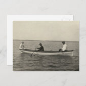 アンティーク実在写真旧友だちボートはがき ポストカード (正面/裏面)