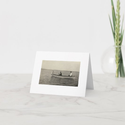 アンティーク実在写真旧友だちボート ノートカード (正面)