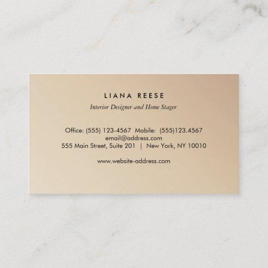 アンティーク家具ディーラー金ゴールドモノグラムロゴ 名刺 (裏面)