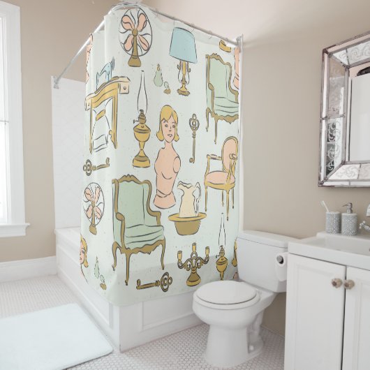 アンティーク家具マネキンヴィンテージデコ シャワーカーテン (インサイチュ)
