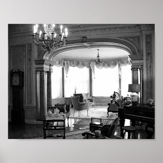 アンティーク家具ヴィンテージ白黒フォト ポスター (正面)