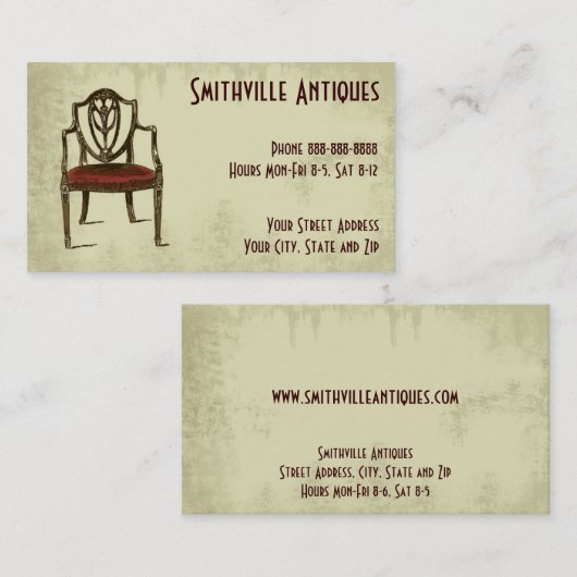 アンティーク家具店の名刺 名刺 (正面/裏面)