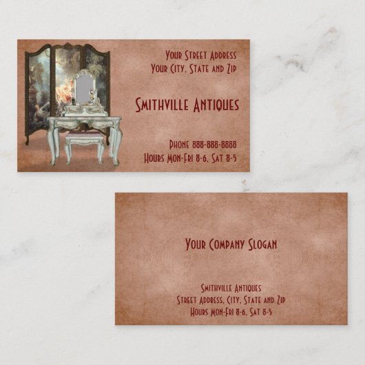 アンティーク家具店の名刺 名刺 (正面/裏面)